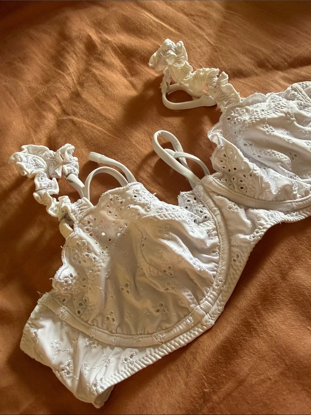 Frankie's Bikinis White Eyelet Lace Two-Piece Bikini medium set